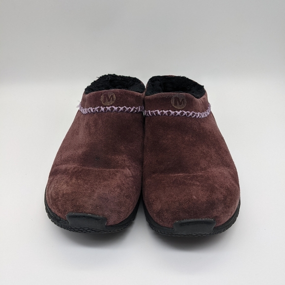 Merrell Women's Suede Dark Purple Clogs Shoes Size 8 - Picture 3 of 8